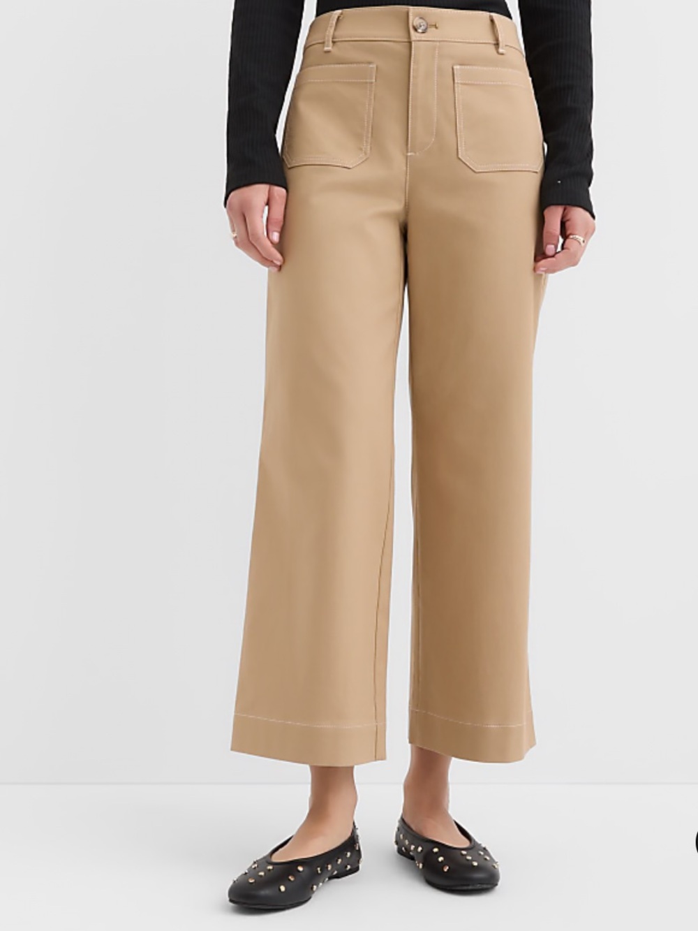 Loft Palmer Wide Leg Crop Pants in Contrast Stitch
